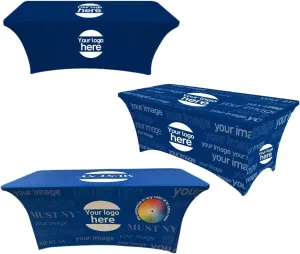 Customized Tablecloth 4FT 6 FT 8 FT Table Runner Personalized Tablecloth for Tradeshow Events Birthday Wedding Anniversary Tradeshow Mantel Personalizado (Rectangular Spandex 6 FT)