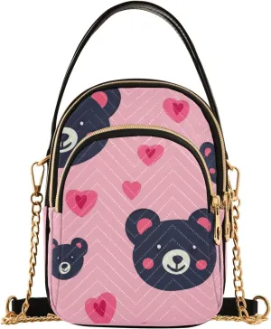 Cute Animal Bear Cartoon Valentine trendy crossbody bags for women with multi pockets hand bag for travel