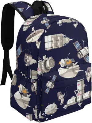 Cute Astronaut Spacecraft Casual Travel Backpack Lightweight with Multi Compartment Laptop Bagpack for Women Men Hiking Business Work