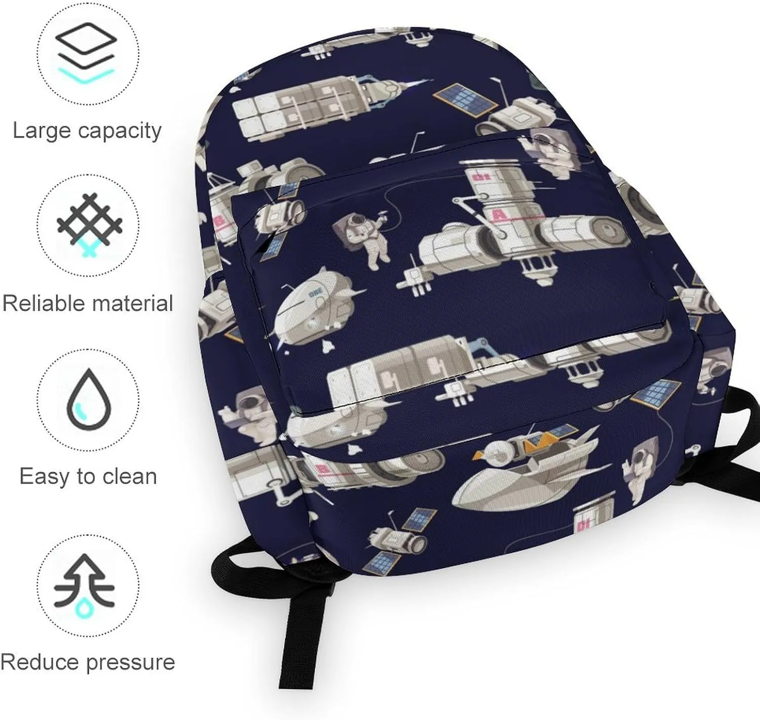 Cute Astronaut Spacecraft Casual Travel Backpack Lightweight with Multi Compartment Laptop Bagpack for Women Men Hiking Business Work