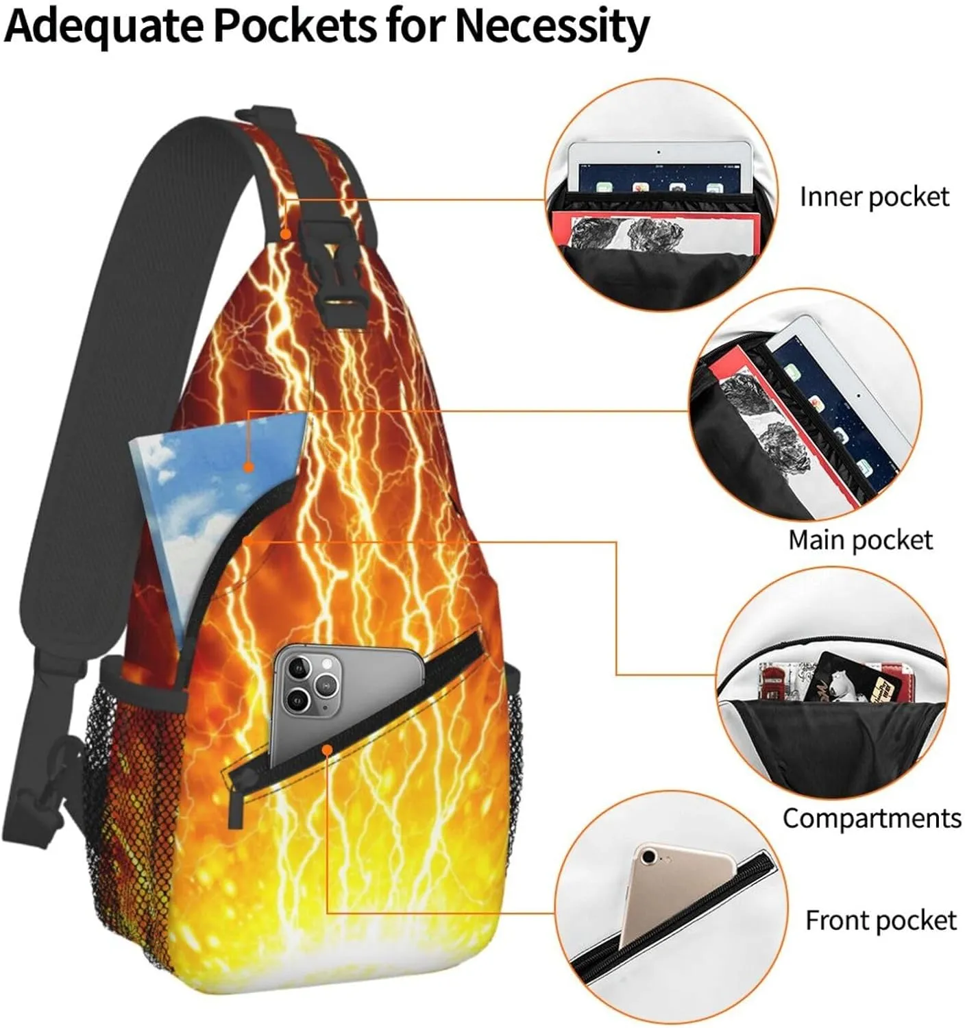 Cute Bow Men's Crossbody Chest Bag Adjustable Sling Shoulder Bags Backpack for Women Travel Sport