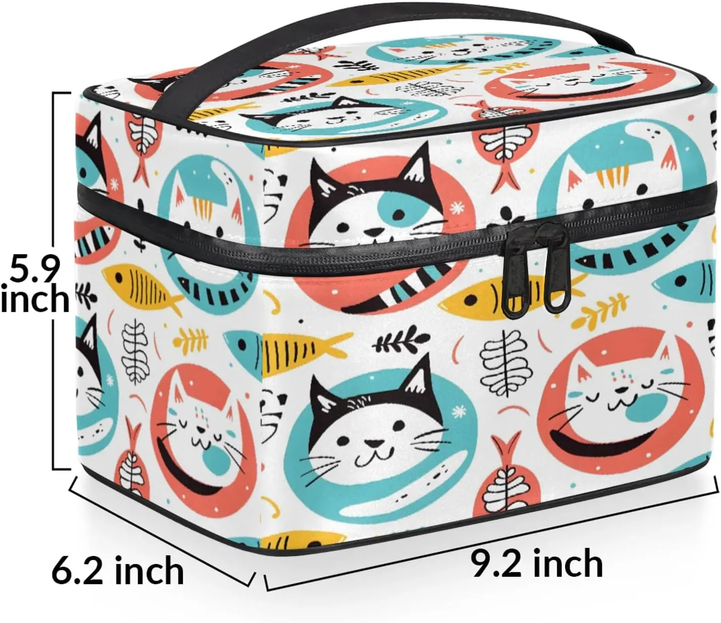 Cute Cartoon Cat Travel Toiletry Bag Large Capacity Makeup Case Organizer with Handle Cosmetic Case for Women Girls