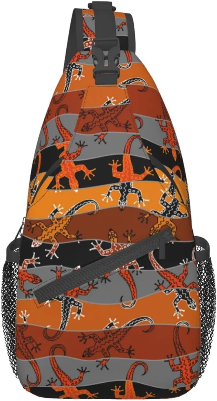 Cute Chameleon Crossbody Bag Lizard Shoulder Bag Backpack Cute Sling Bag Chest Casual Daypack for Outdoor