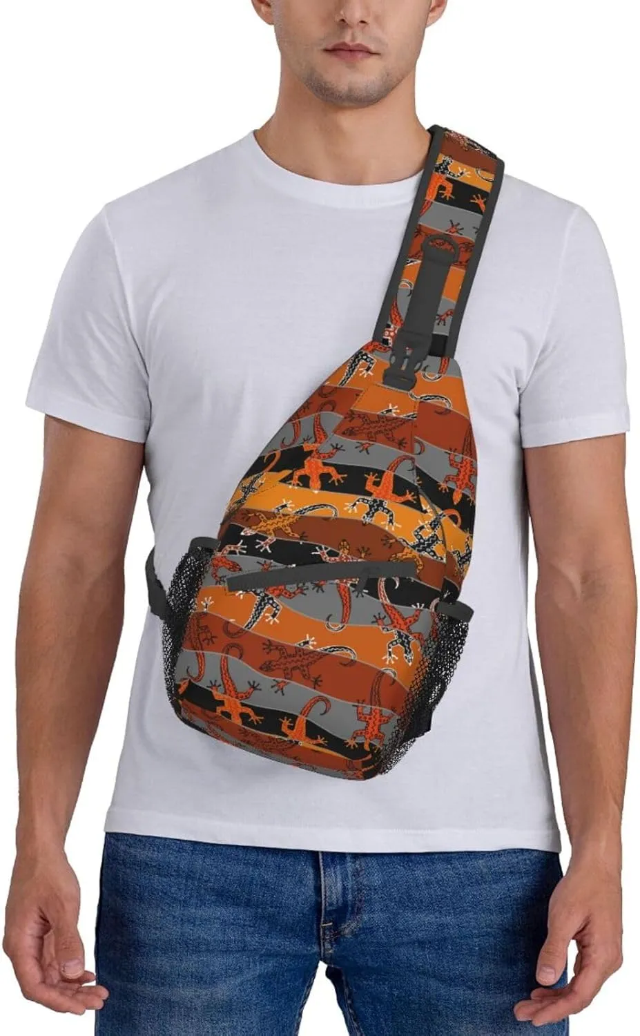 Cute Chameleon Crossbody Bag Lizard Shoulder Bag Backpack Cute Sling Bag Chest Casual Daypack for Outdoor