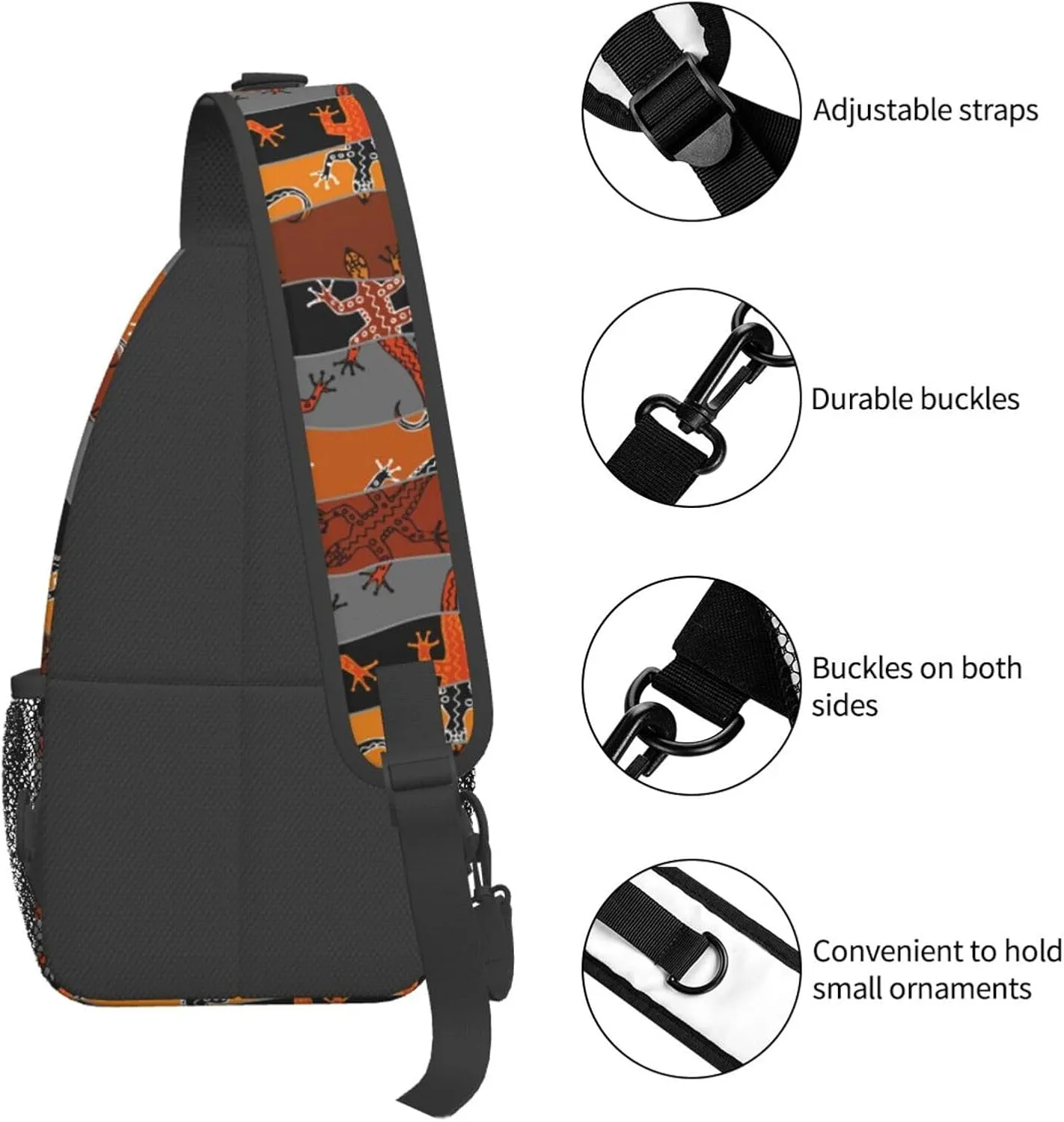 Cute Chameleon Crossbody Bag Lizard Shoulder Bag Backpack Cute Sling Bag Chest Casual Daypack for Outdoor
