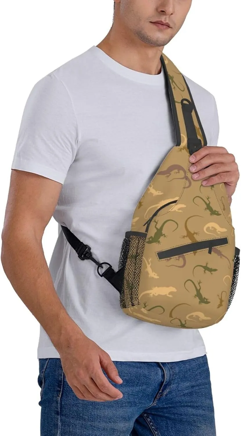 Cute Chameleon Crossbody Bag Lizard Shoulder Bag Backpack Cute Sling Bag Chest Casual Daypack for Outdoor