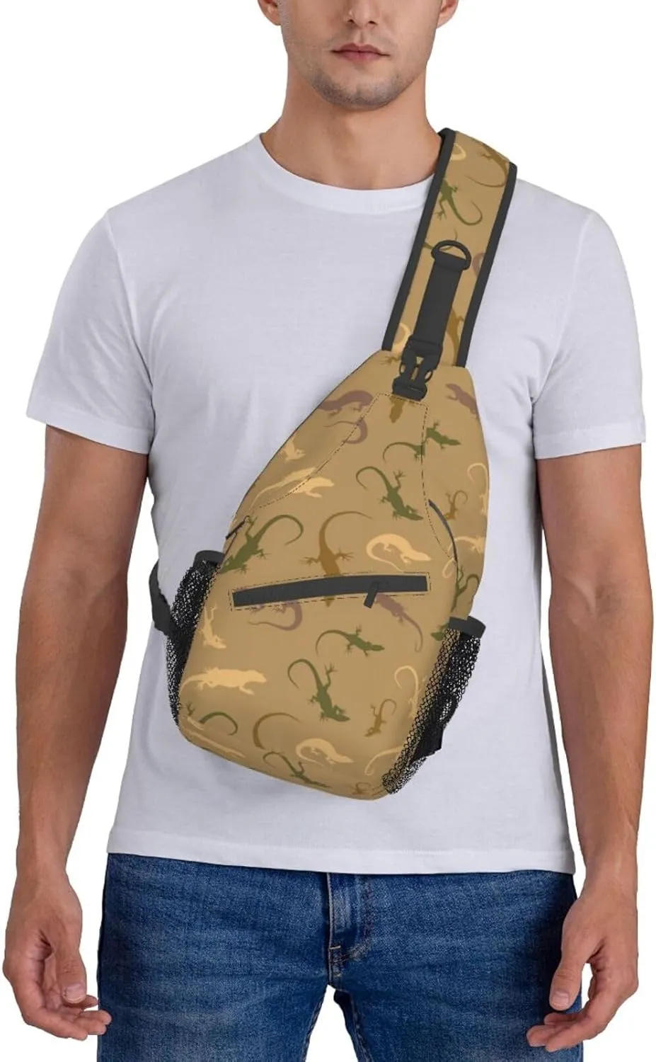 Cute Chameleon Crossbody Bag Lizard Shoulder Bag Backpack Cute Sling Bag Chest Casual Daypack for Outdoor