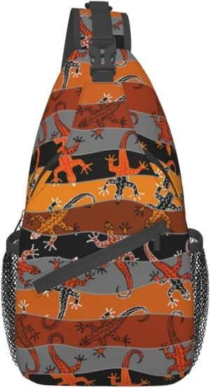 Cute Chameleon Crossbody Bag Lizard Shoulder Bag Backpack Cute Sling Bag Chest Casual Daypack for Outdoor