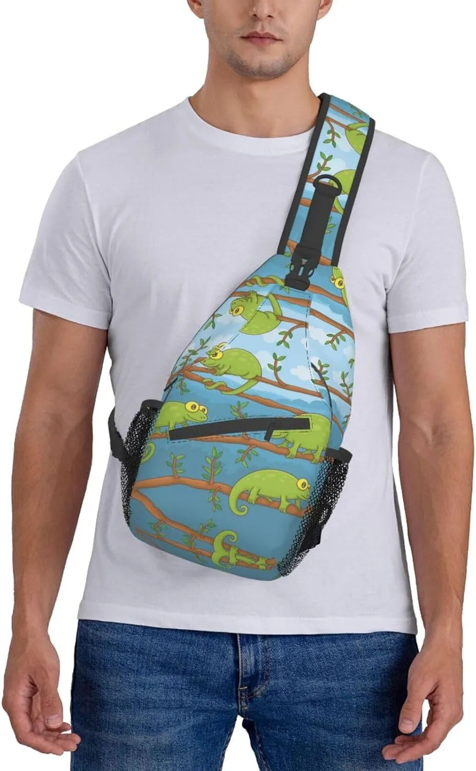 Cute Chameleon Crossbody Bag Lizard Shoulder Bag Backpack Cute Sling Bag Chest Casual Daypack for Outdoor