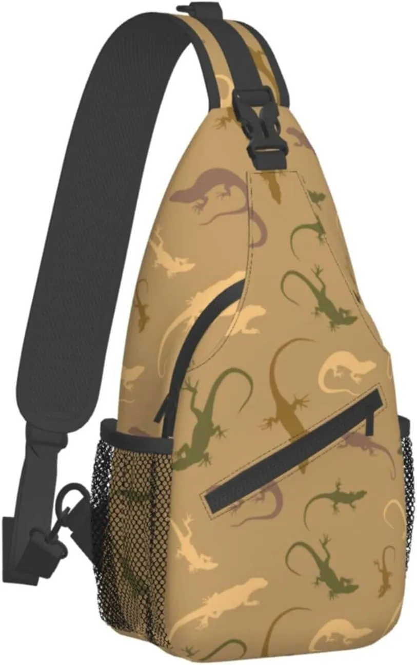 Cute Chameleon Crossbody Bag Lizard Shoulder Bag Backpack Cute Sling Bag Chest Casual Daypack for Outdoor