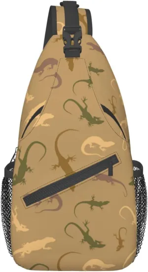 Cute Chameleon Crossbody Bag Lizard Shoulder Bag Backpack Cute Sling Bag Chest Casual Daypack for Outdoor