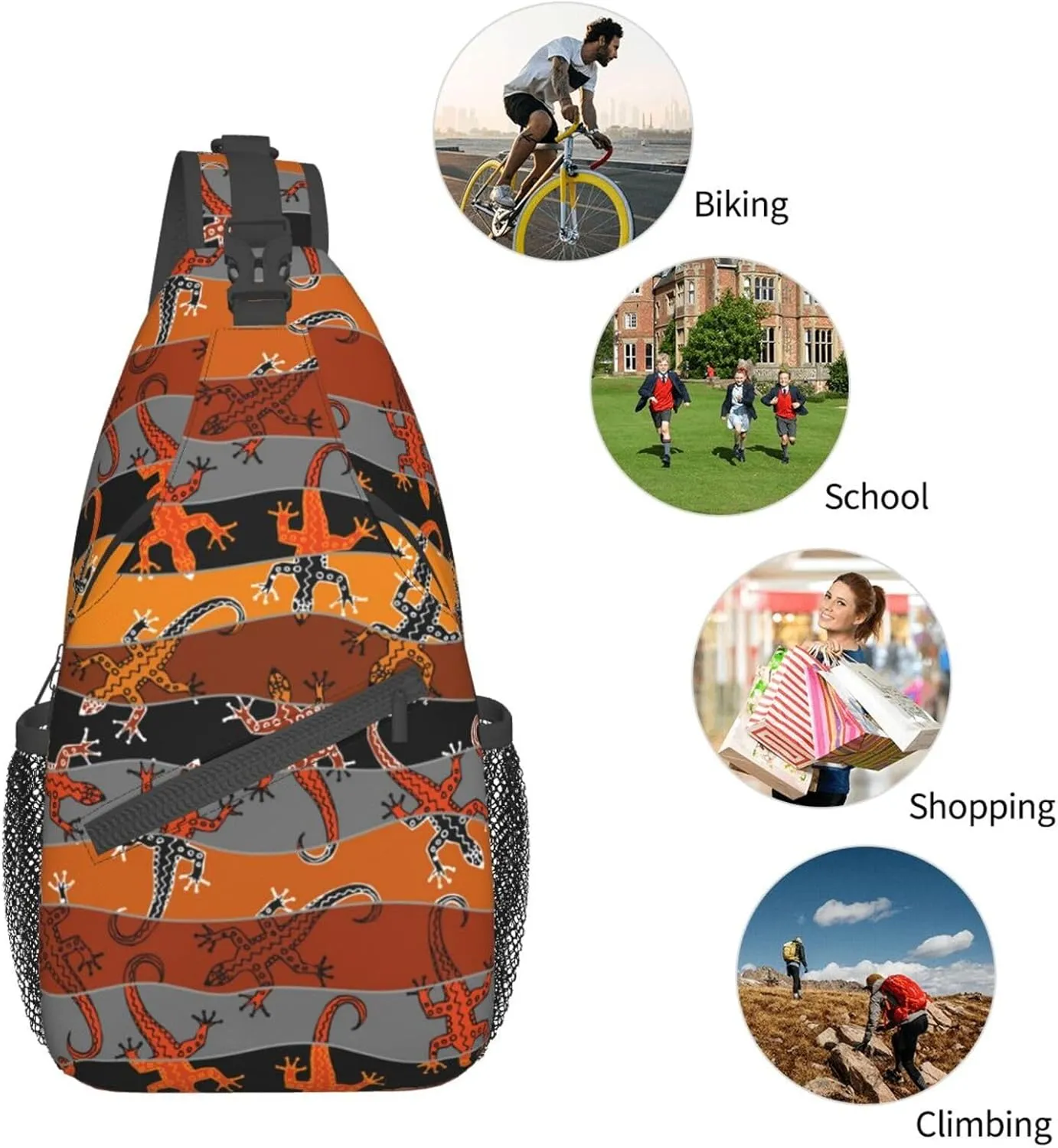 Cute Chameleon Crossbody Bag Lizard Shoulder Bag Backpack Cute Sling Bag Chest Casual Daypack for Outdoor