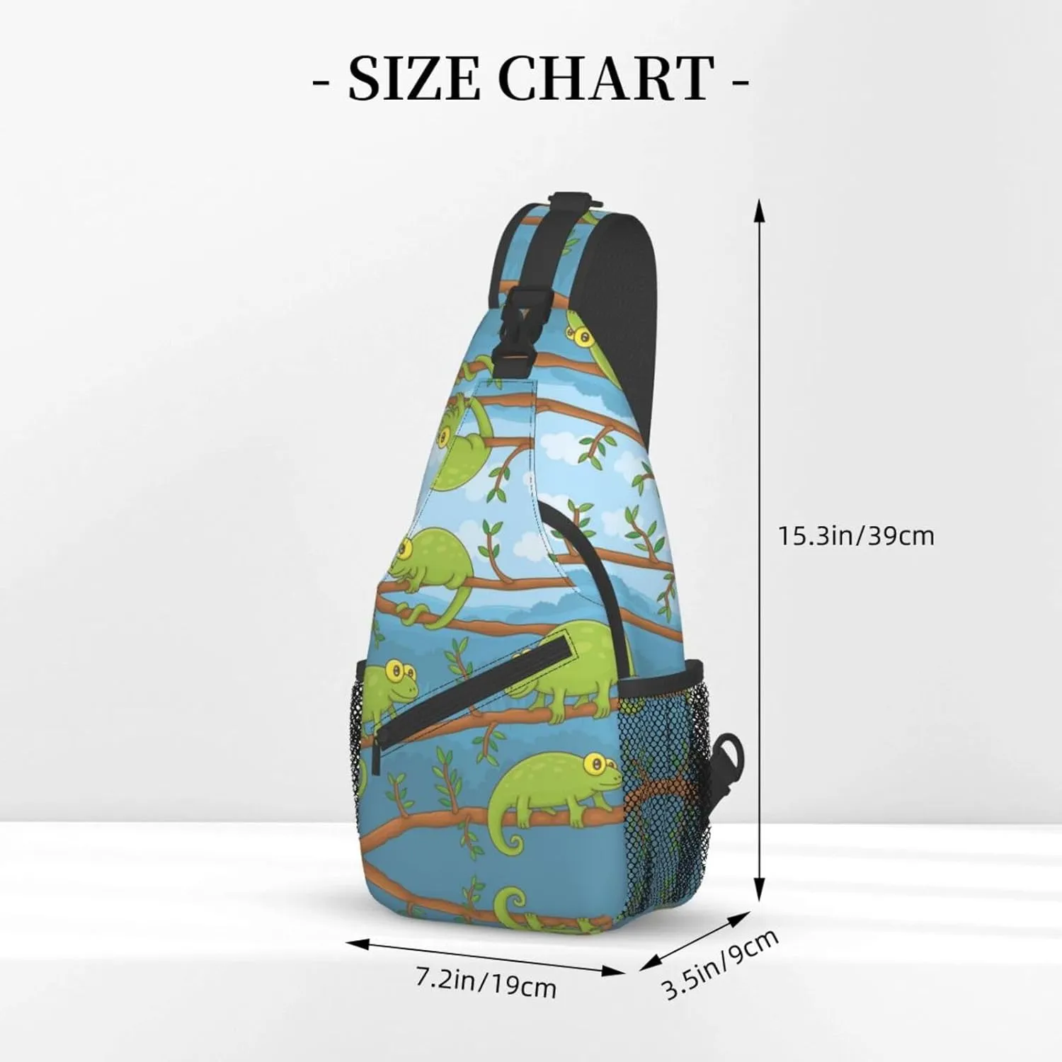 Cute Chameleon Crossbody Bag Lizard Shoulder Bag Backpack Cute Sling Bag Chest Casual Daypack for Outdoor