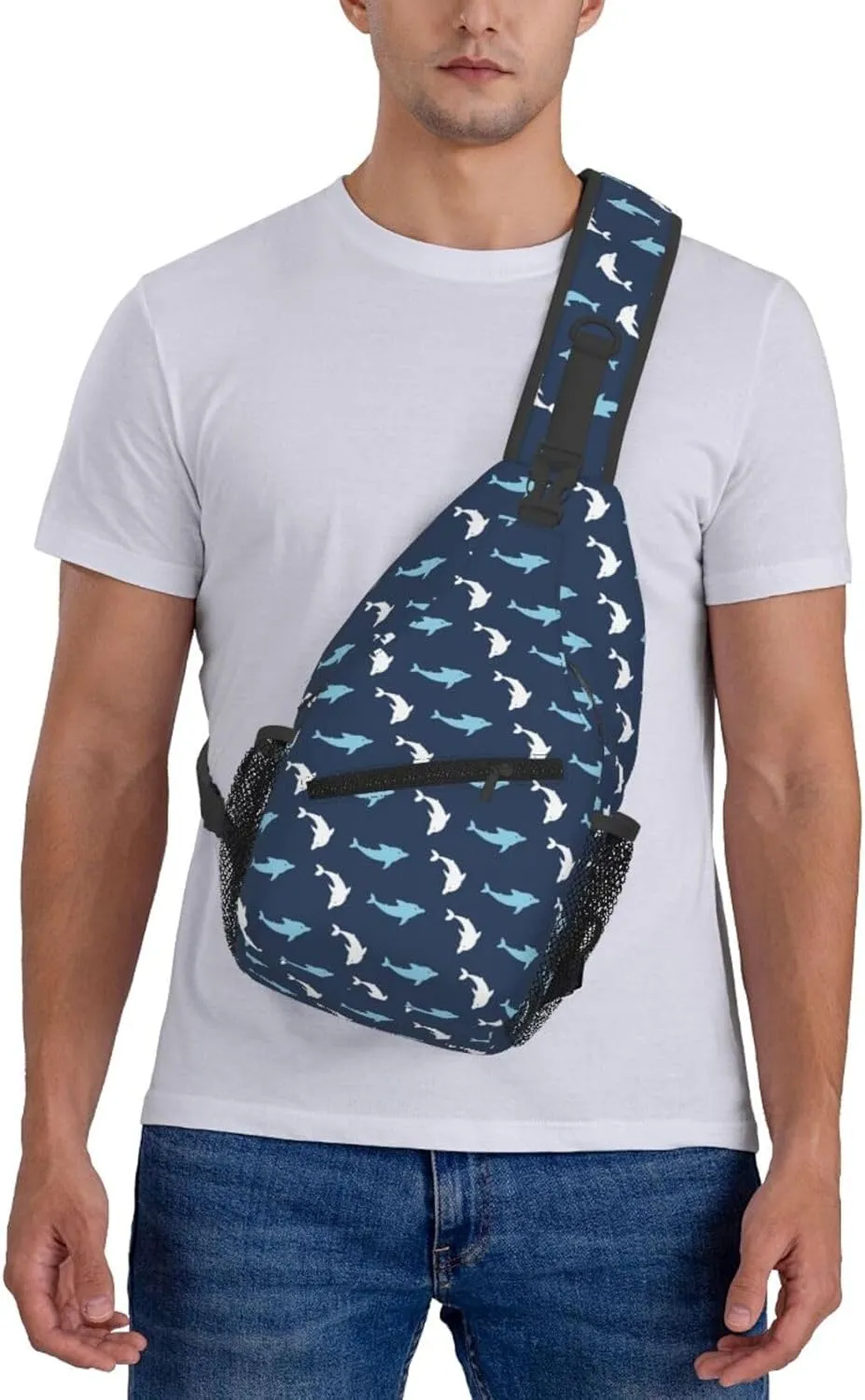 Cute Dolphin Crossbody Bag Cute Shoulder Bag Backpack Cute Dolphin Sling Bag Chest Casual Daypack Bag