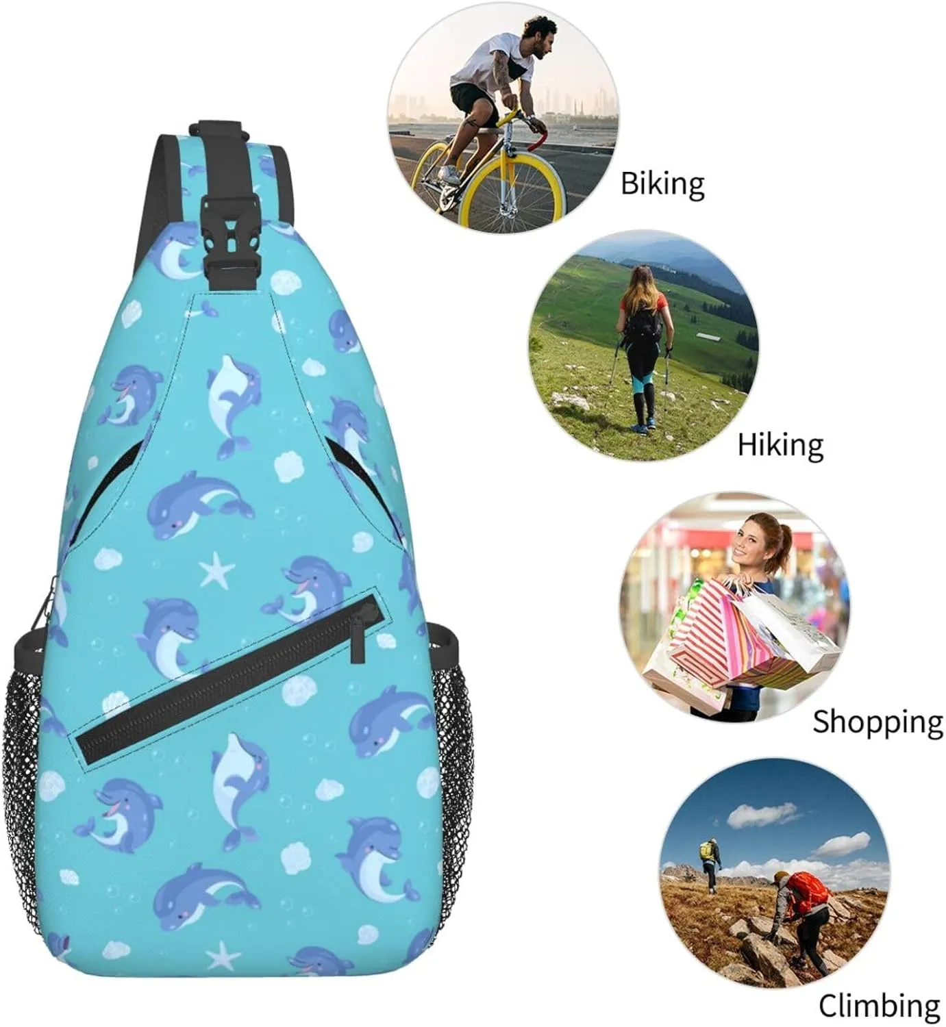 Cute Dolphin Crossbody Bag Cute Shoulder Bag Backpack Cute Dolphin Sling Bag Chest Casual Daypack Bag