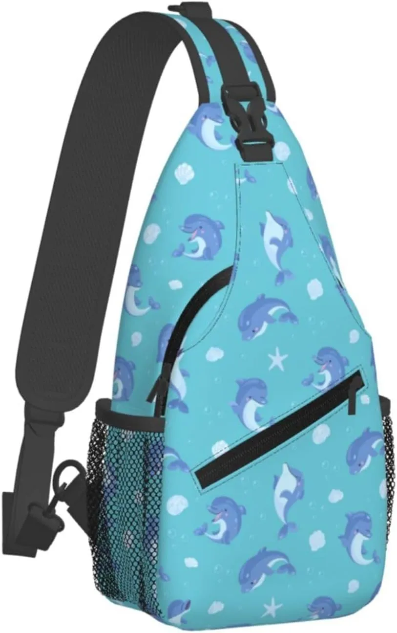 Cute Dolphin Crossbody Bag Cute Shoulder Bag Backpack Cute Dolphin Sling Bag Chest Casual Daypack Bag