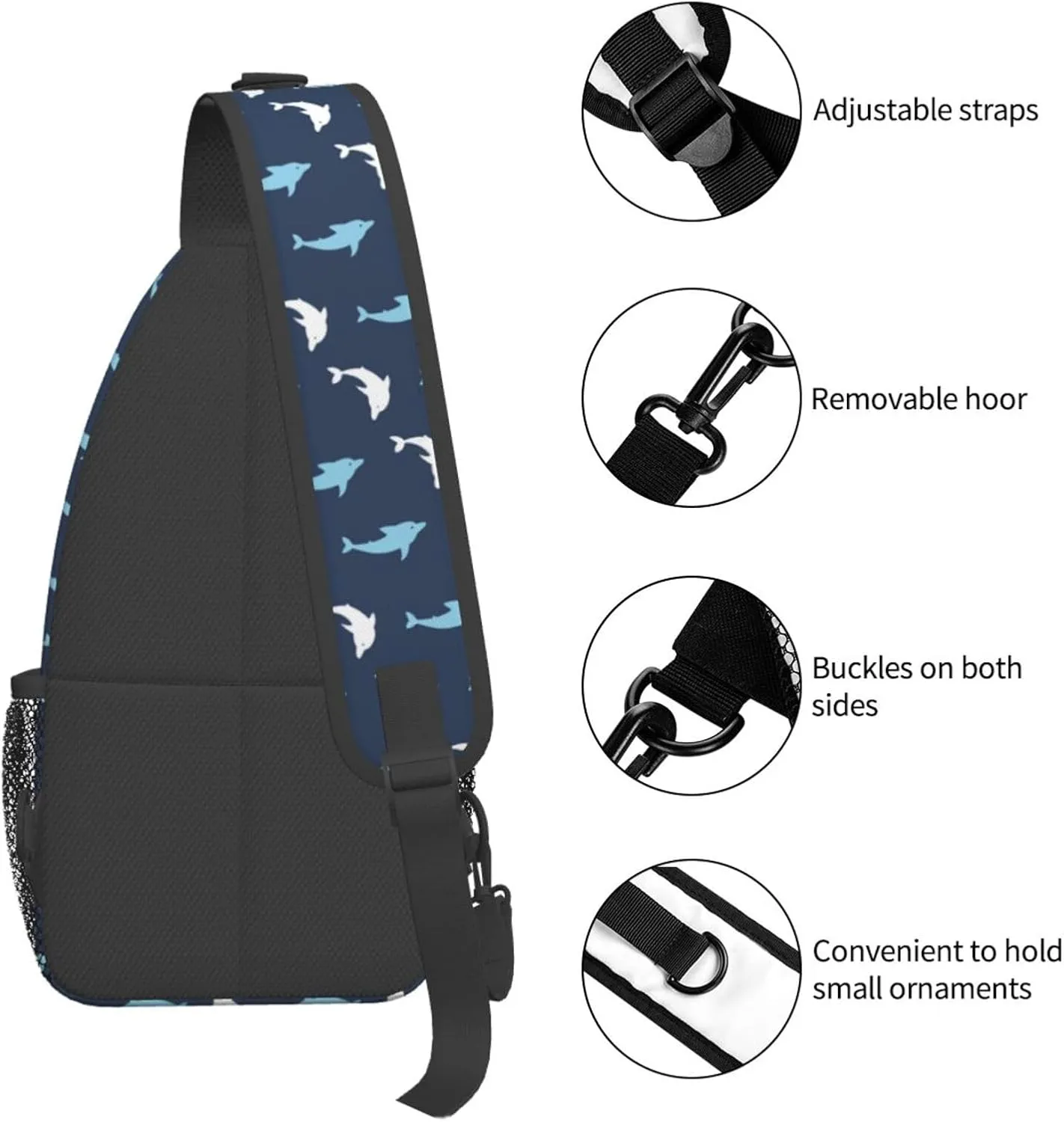 Cute Dolphin Crossbody Bag Cute Shoulder Bag Backpack Cute Dolphin Sling Bag Chest Casual Daypack Bag