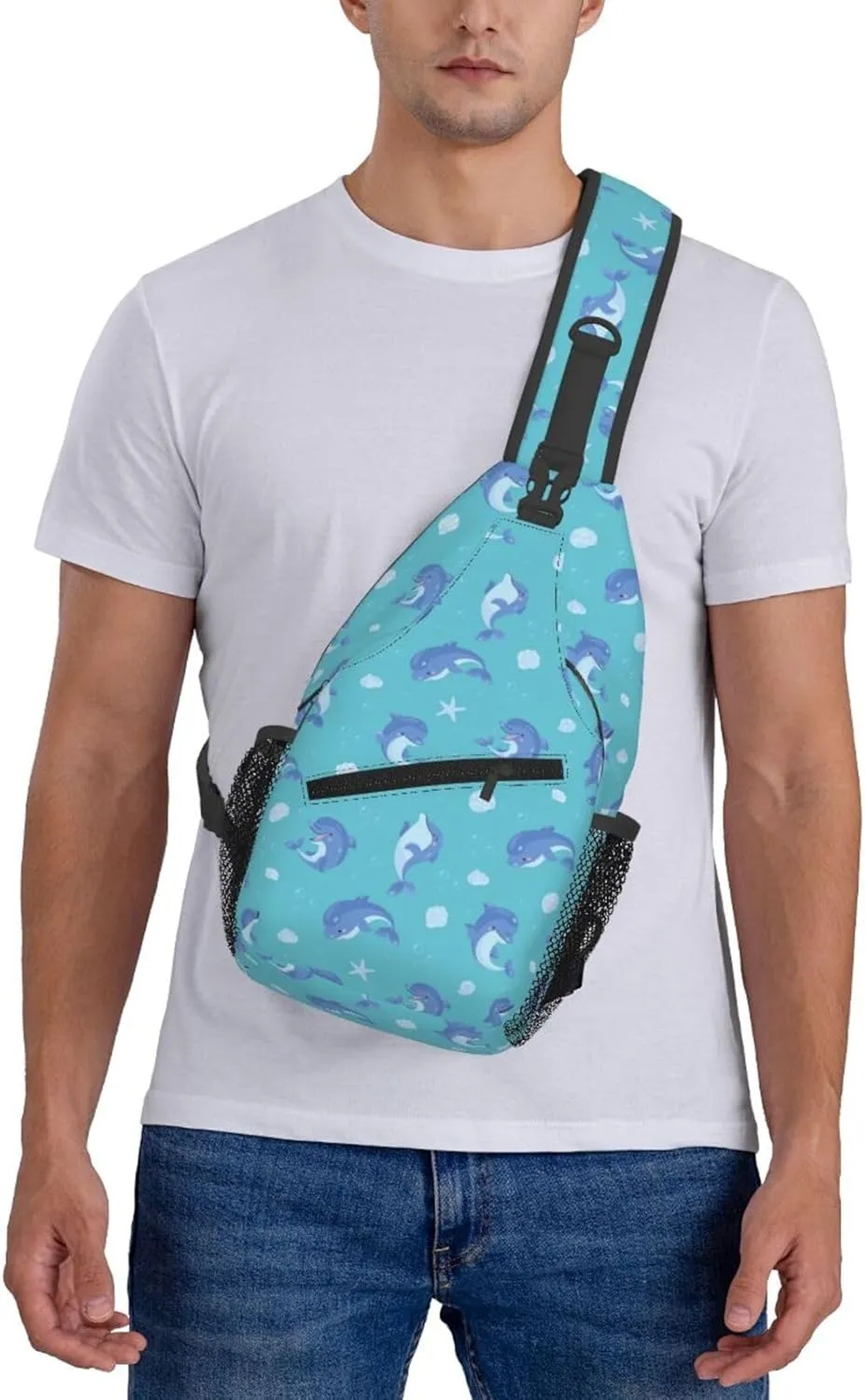 Cute Dolphin Crossbody Bag Cute Shoulder Bag Backpack Cute Dolphin Sling Bag Chest Casual Daypack Bag