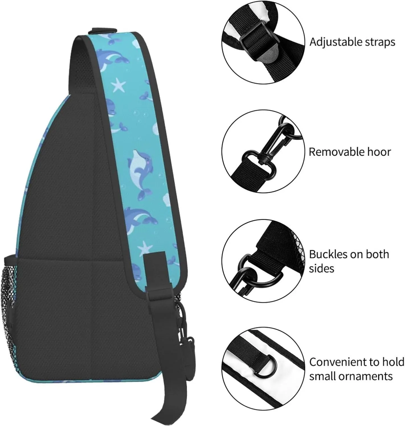 Cute Dolphin Crossbody Bag Cute Shoulder Bag Backpack Cute Dolphin Sling Bag Chest Casual Daypack Bag