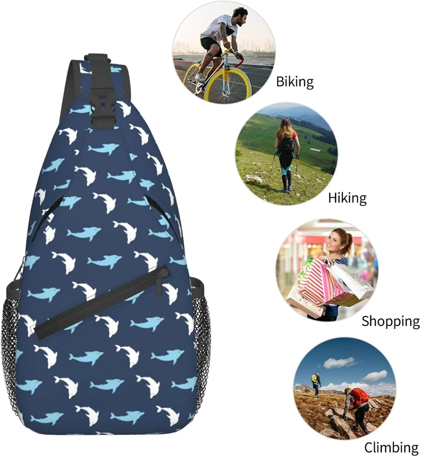 Cute Dolphin Crossbody Bag Cute Shoulder Bag Backpack Cute Dolphin Sling Bag Chest Casual Daypack Bag