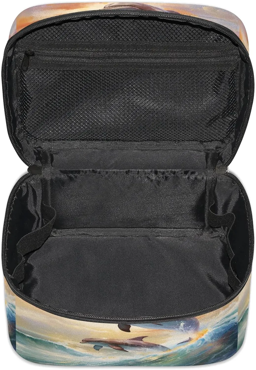 Cute Dolphin Travel Toiletry Bag Large Capacity Makeup Case Organizer with Handle Cosmetic Case for Women Girls