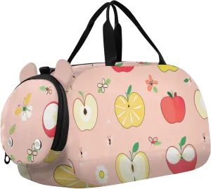 Cute Fruit Peach Girl's Gym Duffel Bag with Shoes Compartment Large Capacity Sports Bag Travel Tote for Boys and Girls