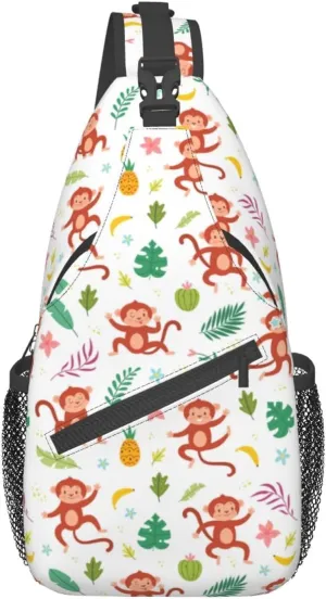 Cute Monkey Crossbody Bag Monkey Shoulder Bag Backpack Cute Sling Bag Chest Casual Daypack Animal Bag Outdoor