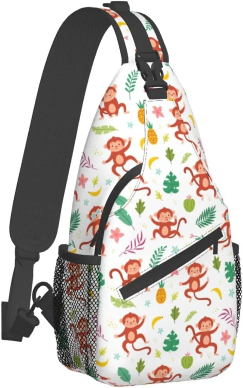 Cute Monkey Crossbody Bag Monkey Shoulder Bag Backpack Cute Sling Bag Chest Casual Daypack Animal Bag Outdoor
