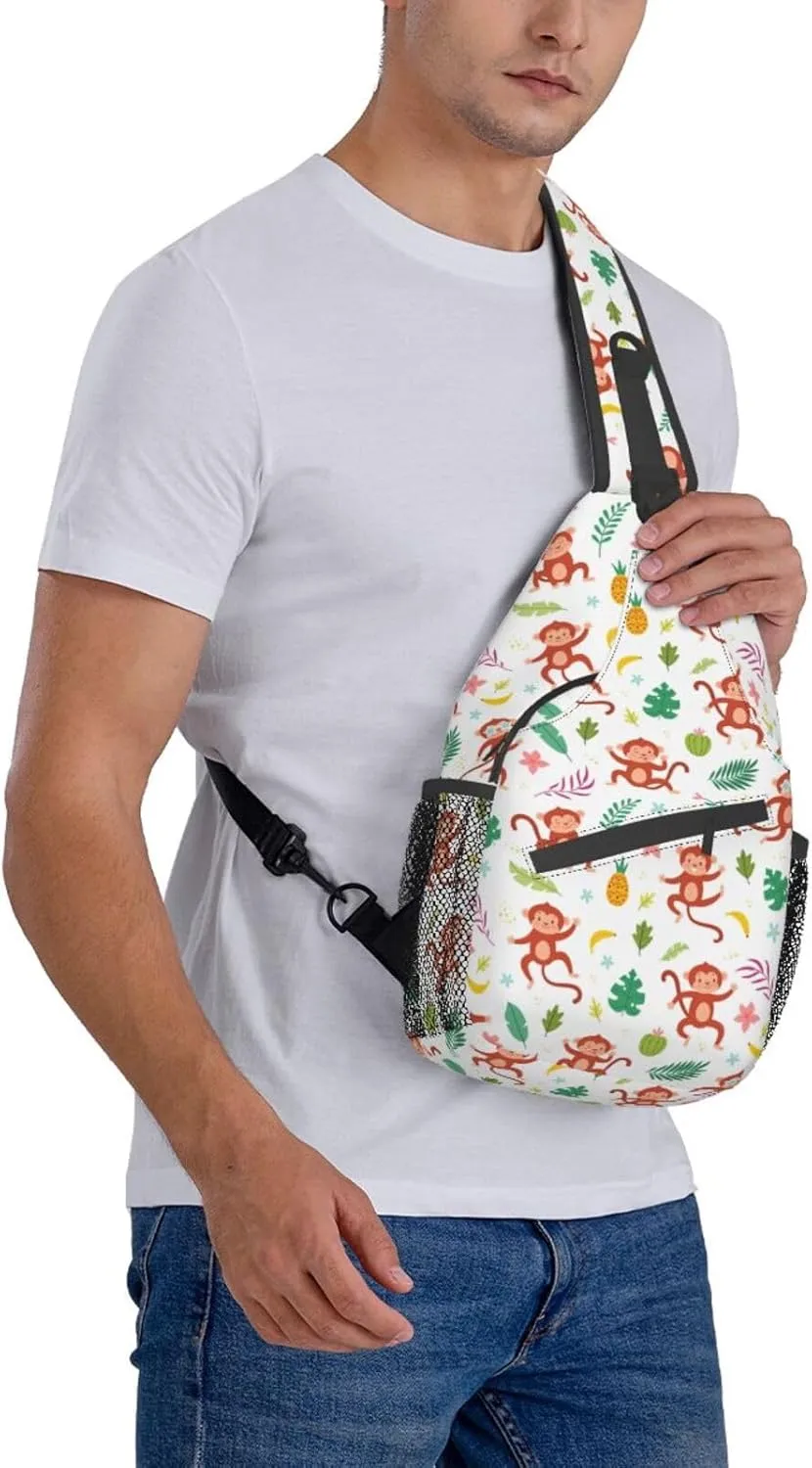 Cute Monkey Crossbody Bag Monkey Shoulder Bag Backpack Cute Sling Bag Chest Casual Daypack Animal Bag Outdoor