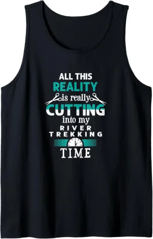 Cutting into River Trekking Time Funny River Climbing Tank Top
