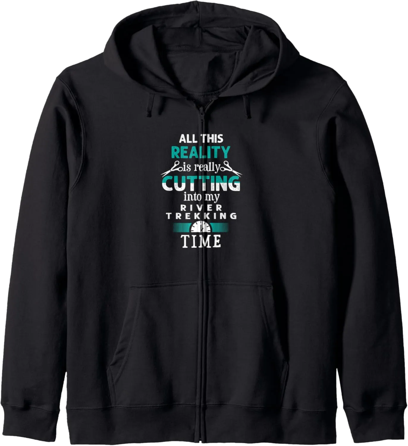Cutting into River Trekking Time Funny River Climbing Zip Hoodie