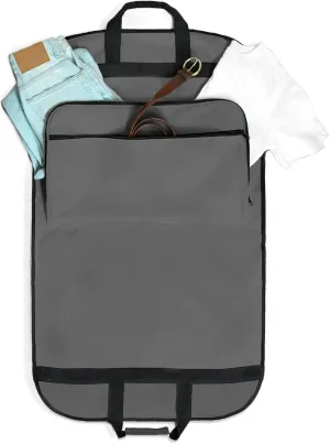 DALIX 39" Grey Business Garment Bag Pockets for Suits Dresses Clothing Foldable