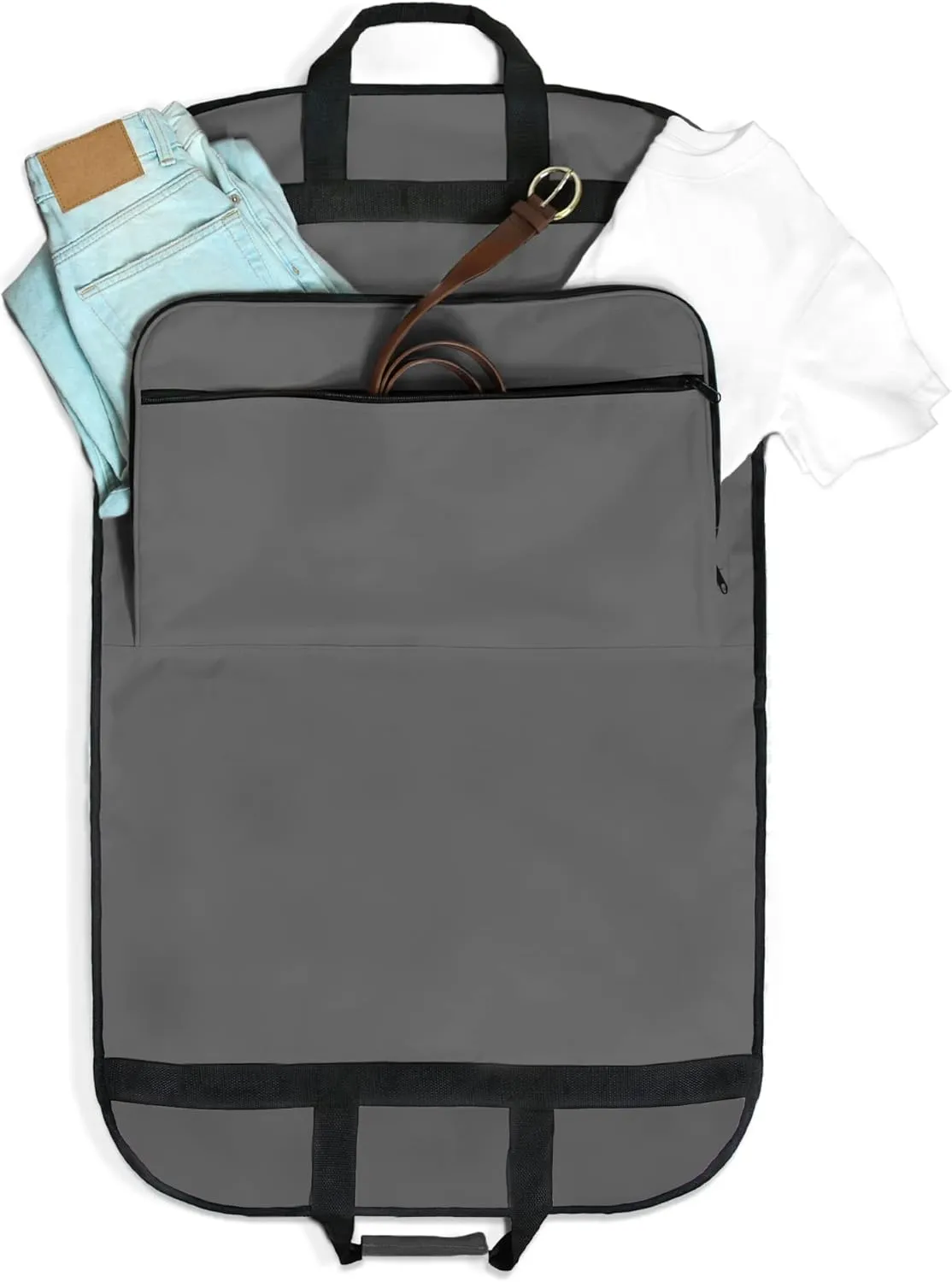 DALIX 39" Grey Business Garment Bag Pockets for Suits Dresses Clothing Foldable