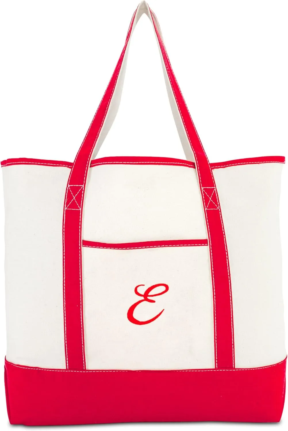 DALIX Monogram Bag Personalized Tote For Women Open Top Red Initial A-Z
