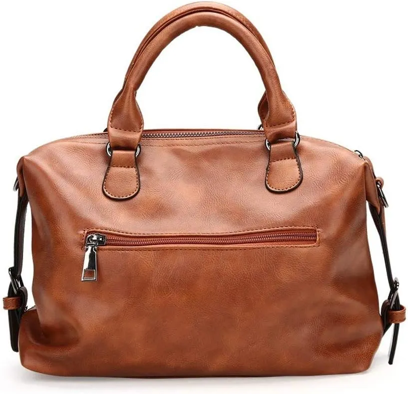 Dayfine Women's Retro Handbag Oil Wax Leather Temperament Pendant Shopping Bag