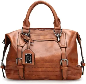 Dayfine Women's Retro Handbag Oil Wax Leather Temperament Pendant Shopping Bag