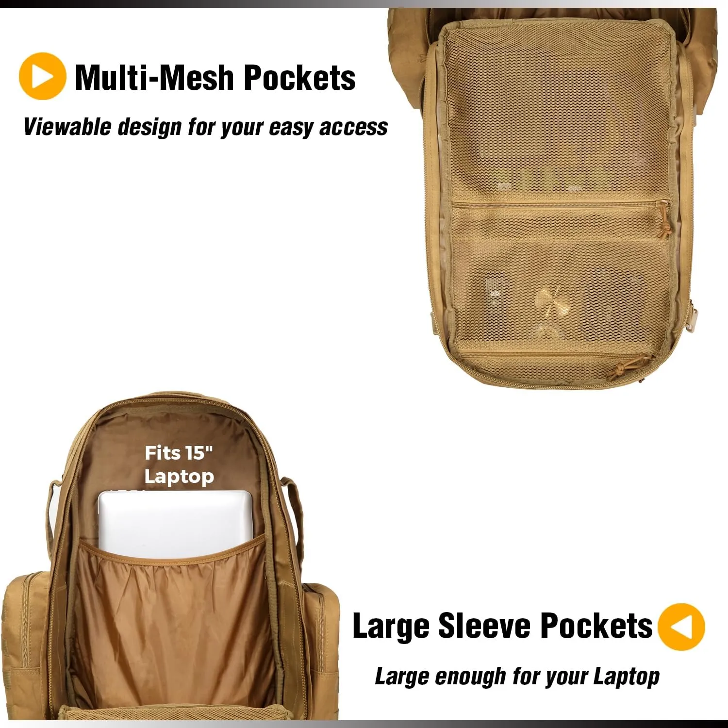 DBTAC DO MORE & BE MORE 50L Tactical Backpack | Large 3-Day Assault Pack, MOLLE Rucksack for School, Hiking, Work & Sports, Tan