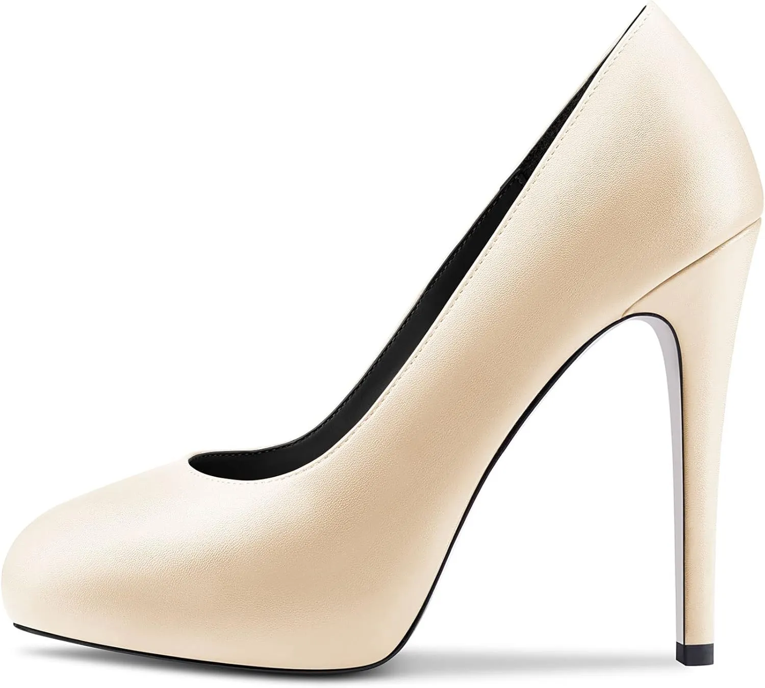 DearOnly Womens Slip On Platform Pumps High Stiletto Heel Closed Round Toe Matte Dress Shoes Bridal Wedding Shopping Vacation 5 Inch