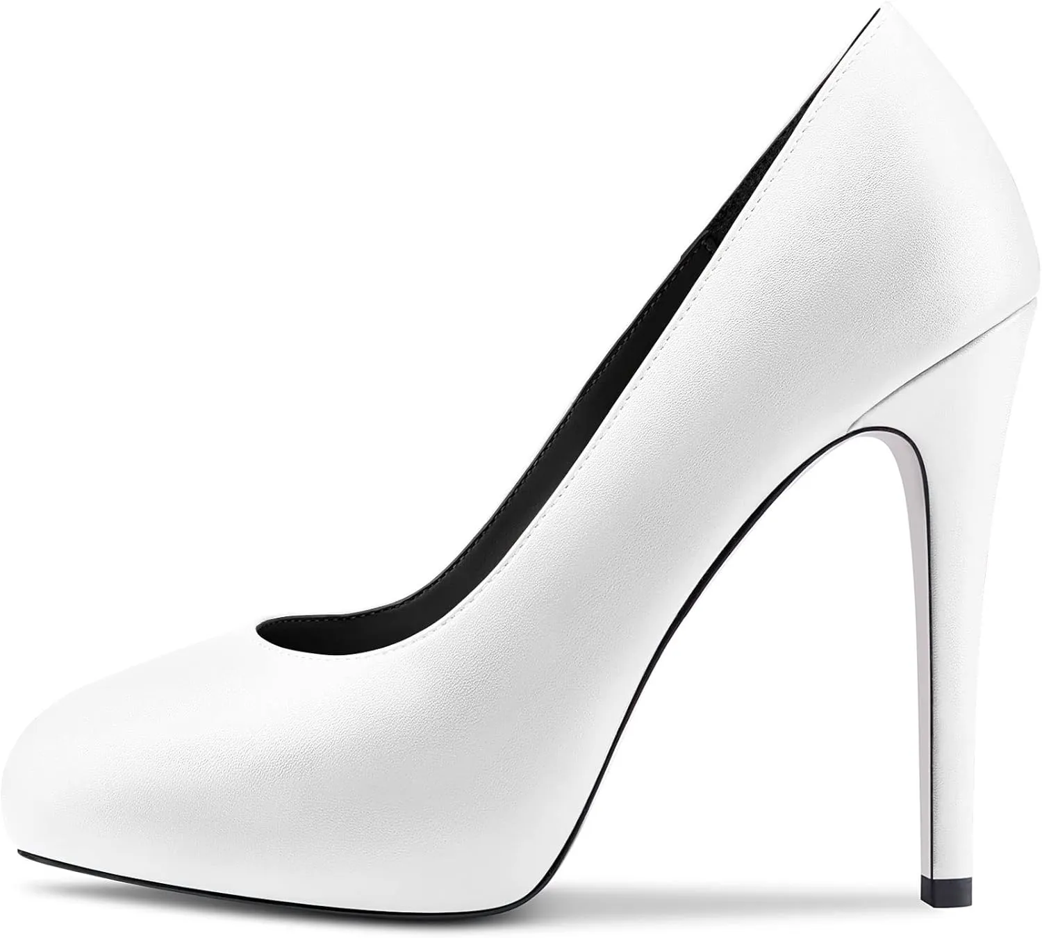 DearOnly Womens Slip On Platform Pumps High Stiletto Heel Closed Round Toe Matte Dress Shoes Bridal Wedding Shopping Vacation 5 Inch