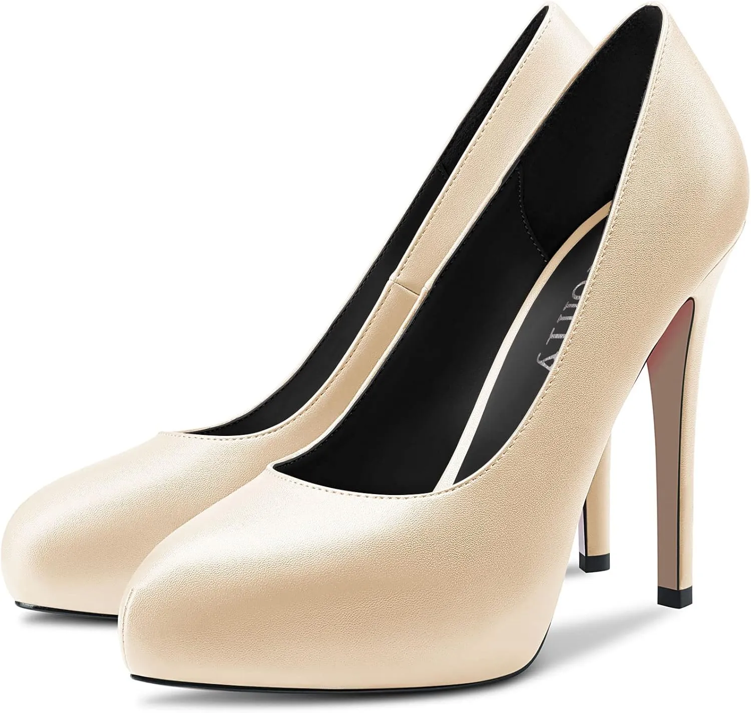 DearOnly Womens Slip On Platform Pumps High Stiletto Heel Closed Round Toe Matte Dress Shoes Bridal Wedding Shopping Vacation 5 Inch