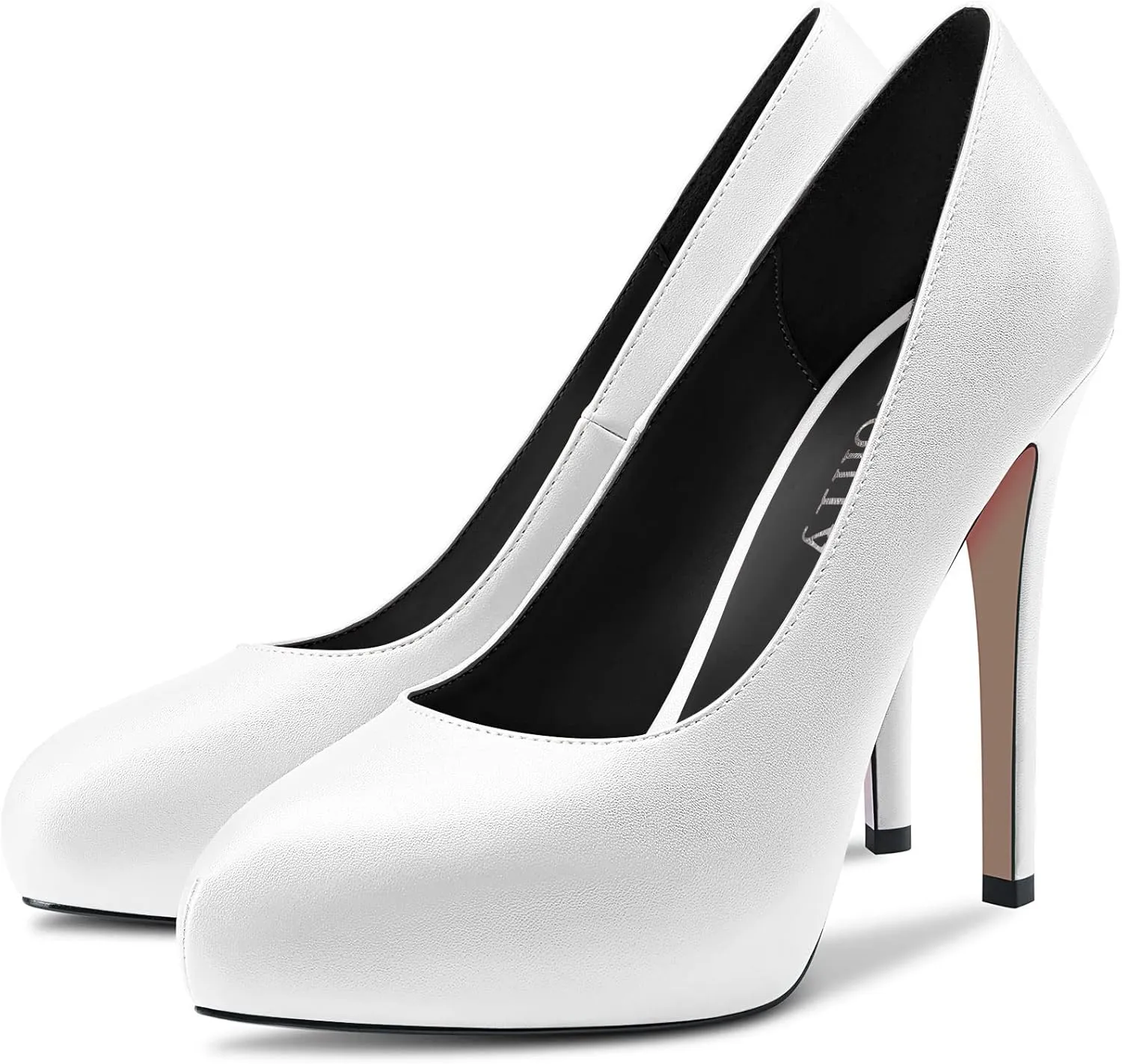DearOnly Womens Slip On Platform Pumps High Stiletto Heel Closed Round Toe Matte Dress Shoes Bridal Wedding Shopping Vacation 5 Inch