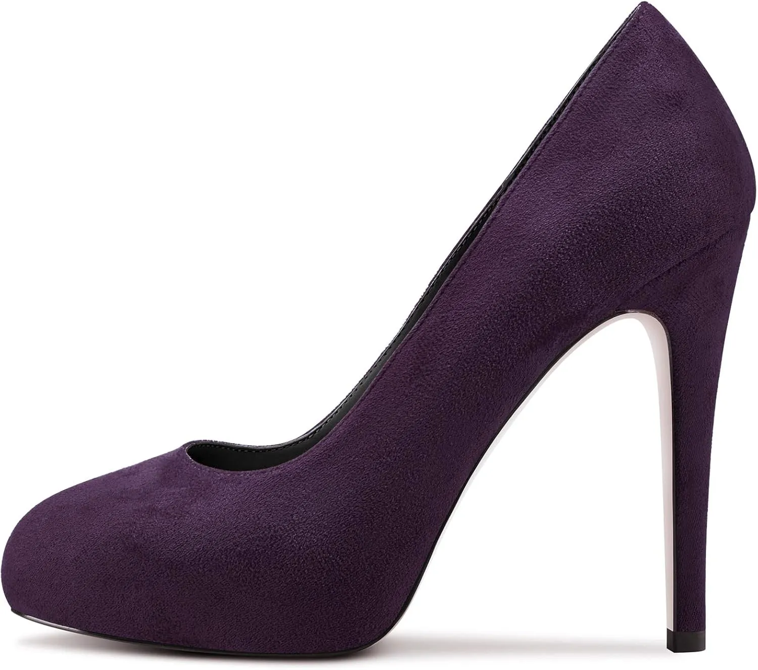 DearOnly Womens Slip On Platform Pumps High Stiletto Heel Closed Round Toe Suede Dress Shoes Bridal Wedding Shopping Vacation 5 Inch