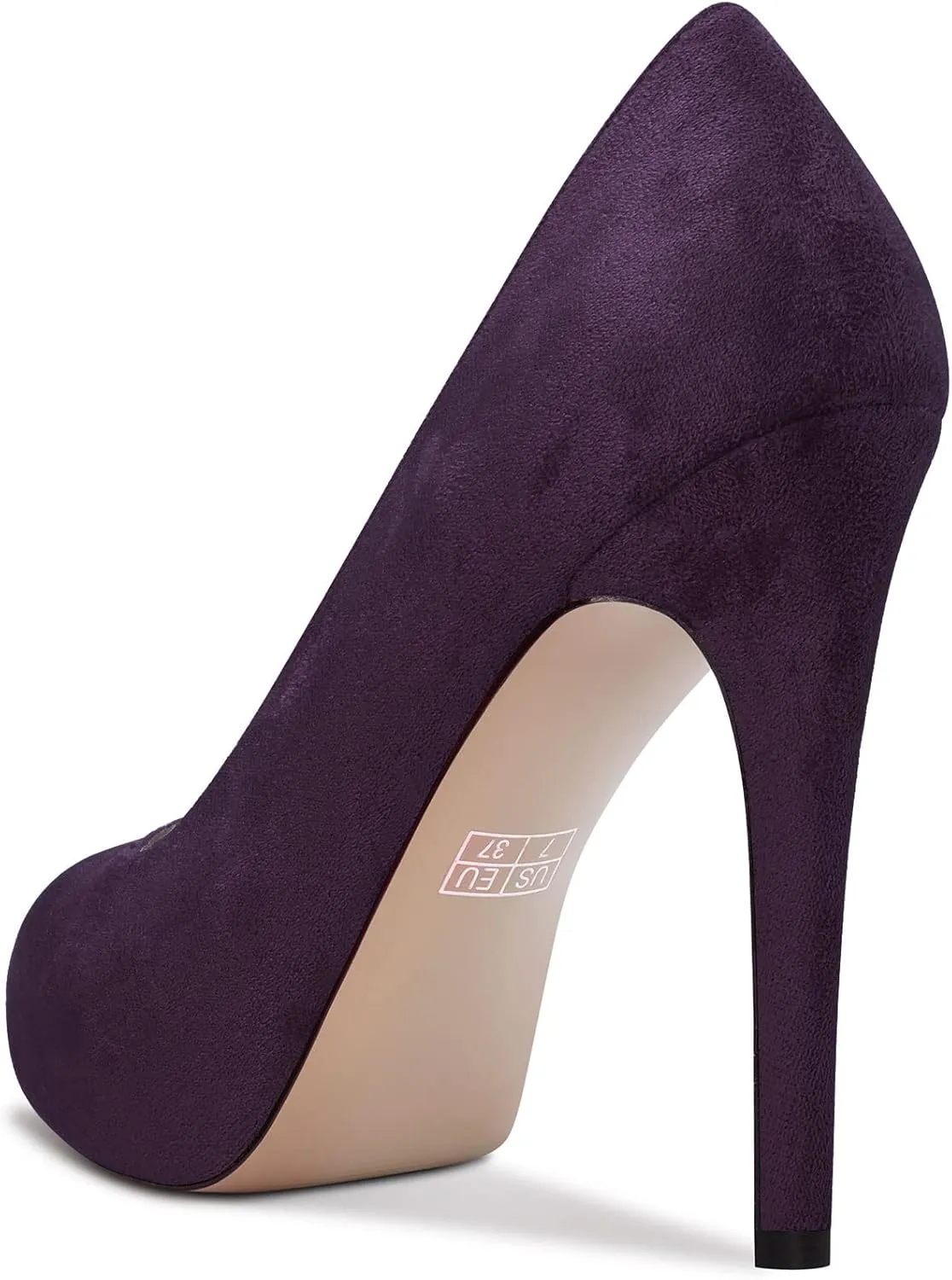DearOnly Womens Slip On Platform Pumps High Stiletto Heel Closed Round Toe Suede Dress Shoes Bridal Wedding Shopping Vacation 5 Inch