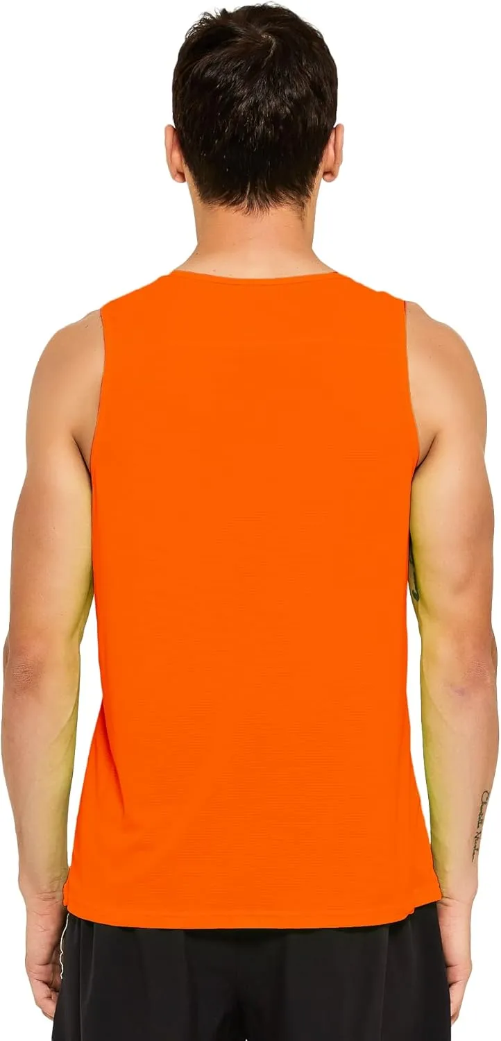 DEMOZU Men's Neon Running Tank Top Workout Gym Athletic Swim Marathon Tank Top
