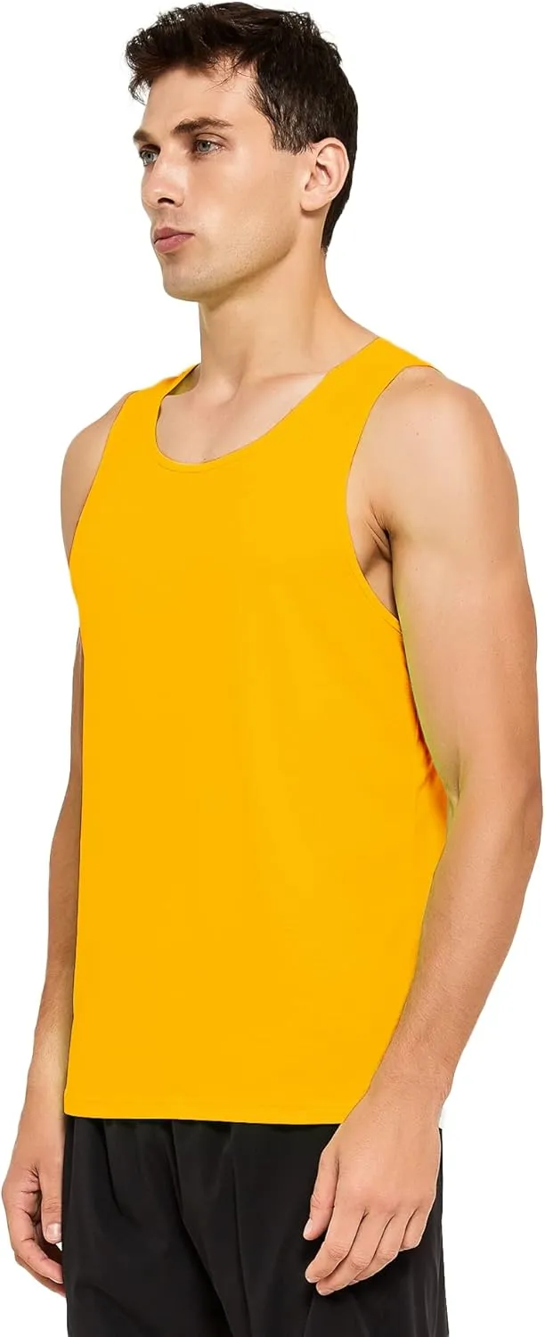 DEMOZU Men's Neon Running Tank Top Workout Gym Athletic Swim Marathon Tank Top