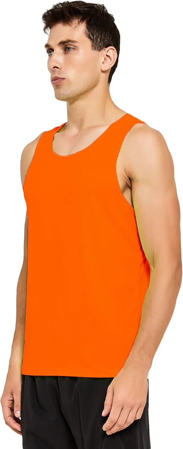 DEMOZU Men's Neon Running Tank Top Workout Gym Athletic Swim Marathon Tank Top