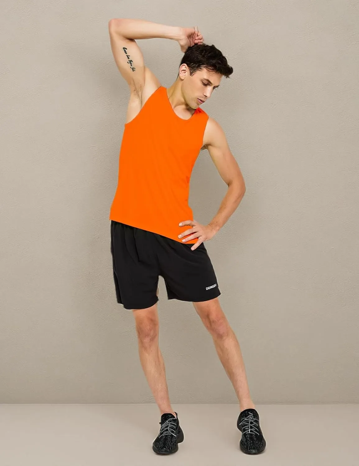 DEMOZU Men's Neon Running Tank Top Workout Gym Athletic Swim Marathon Tank Top