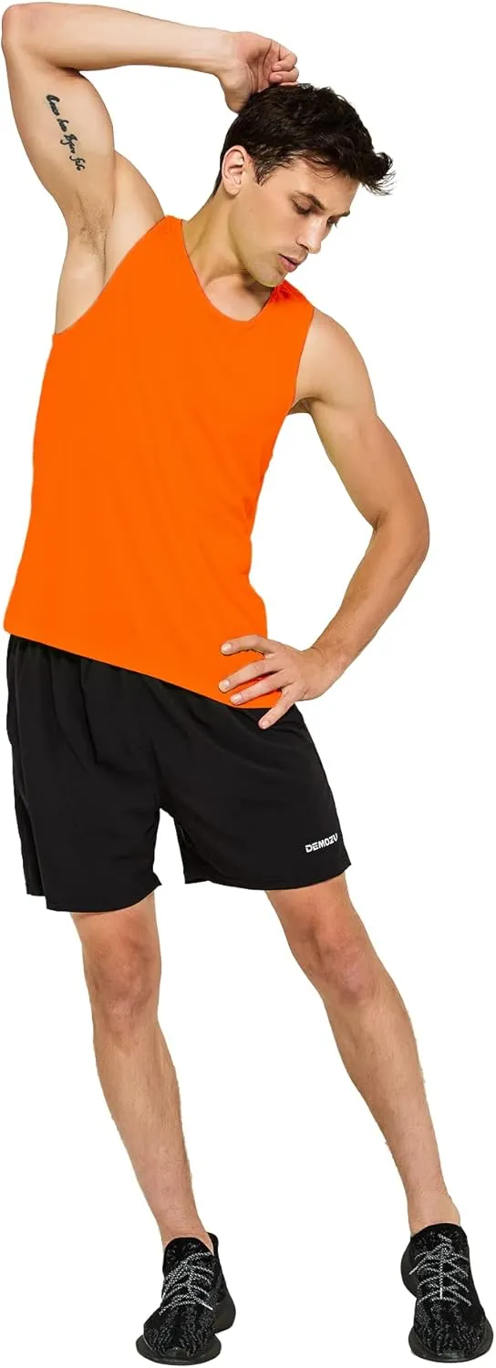 DEMOZU Men's Neon Running Tank Top Workout Gym Athletic Swim Marathon Tank Top