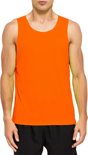 DEMOZU Men's Neon Running Tank Top Workout Gym Athletic Swim Marathon Tank Top