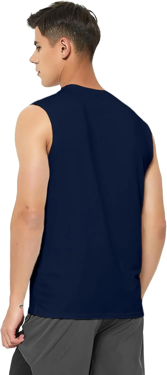 DEMOZU Men's Sleeveless Workout Swim Shirt Running Gym Athletic Muscle Tank Top Big and Tall